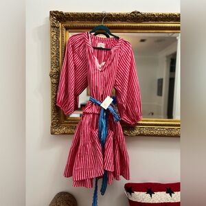 Printfresh Seaside Stripes - Dockside Date Dress- Peach Cobbler